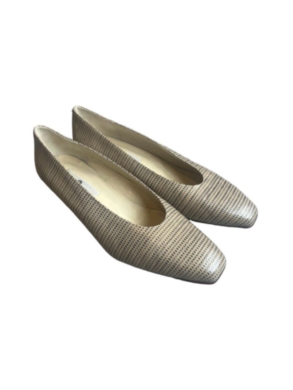 Saks Fifth Avenue vintage crocodile Beige Patterned Women's low block heels 10